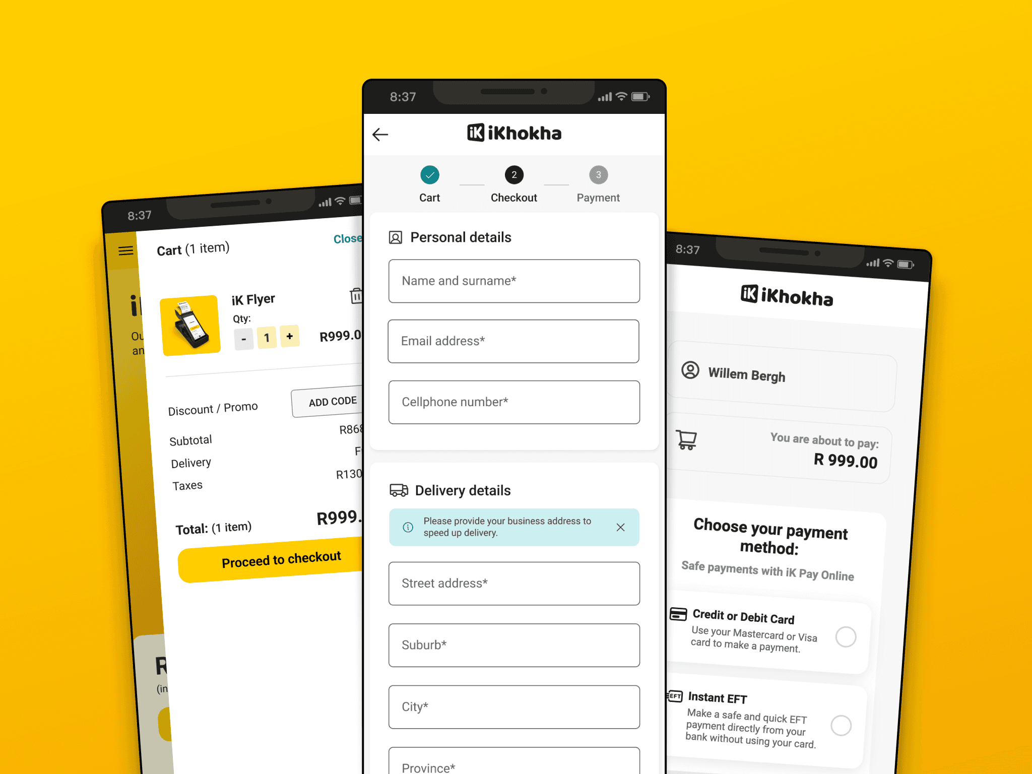iKhokha purchase journey cover — cart, checkout and payment