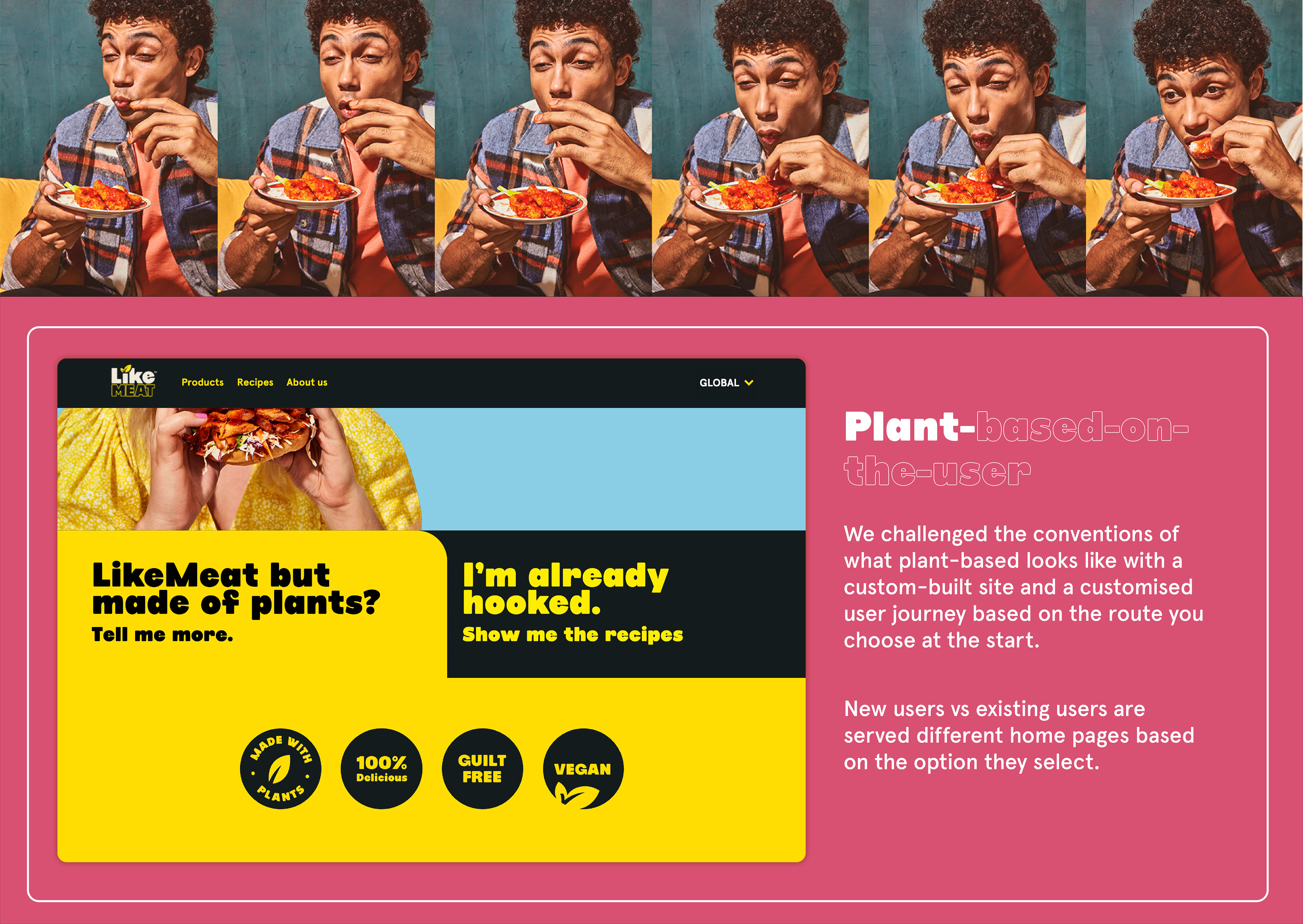 Product walkthrough — dual journey from the video hero into new vs familiar paths